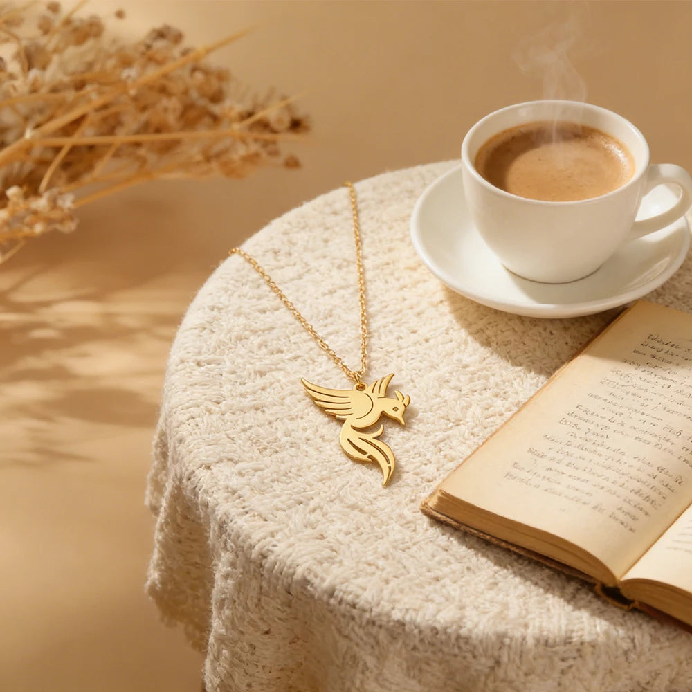 Gold Phoenix Pendant Necklace