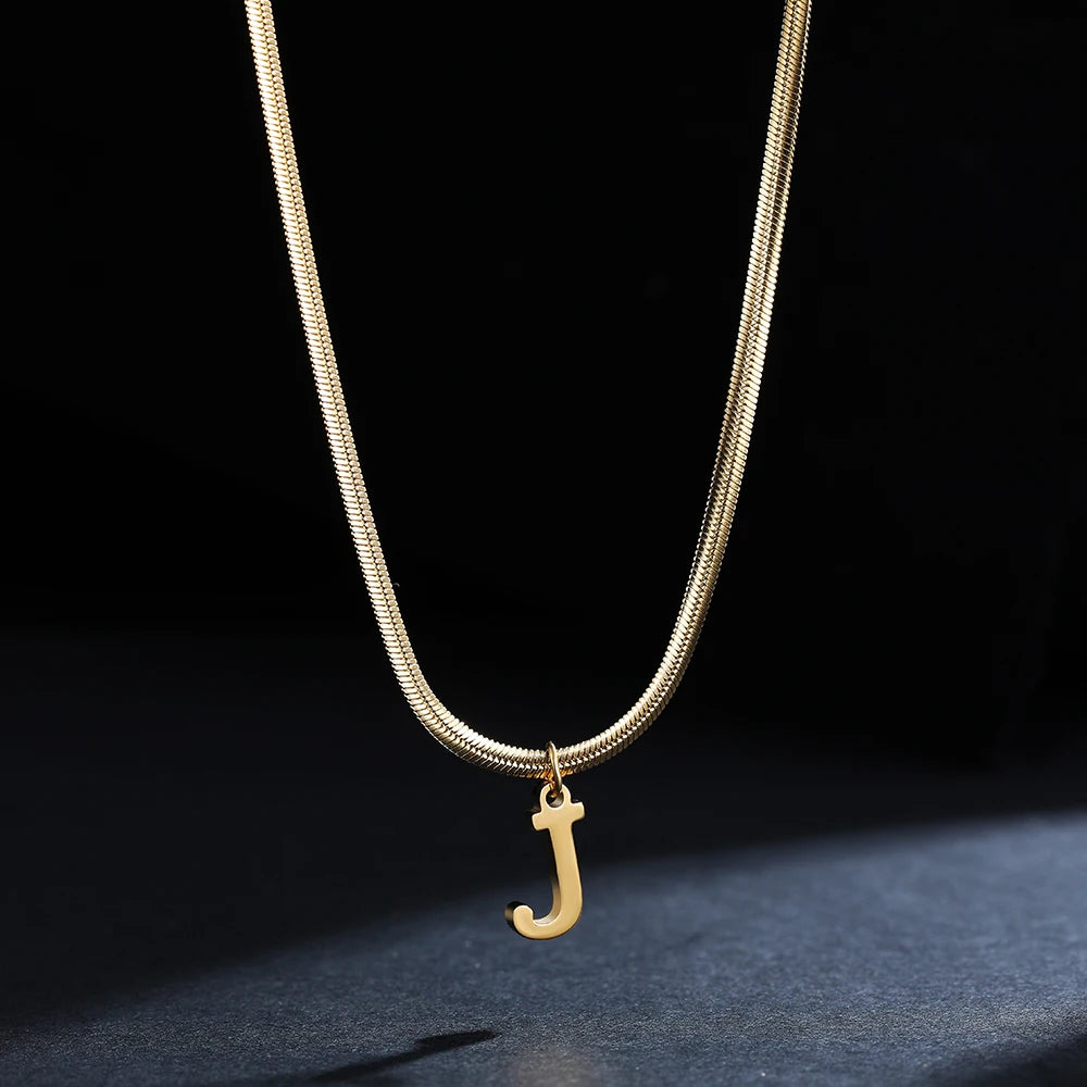 Gold Initial Letter Pendant Necklace