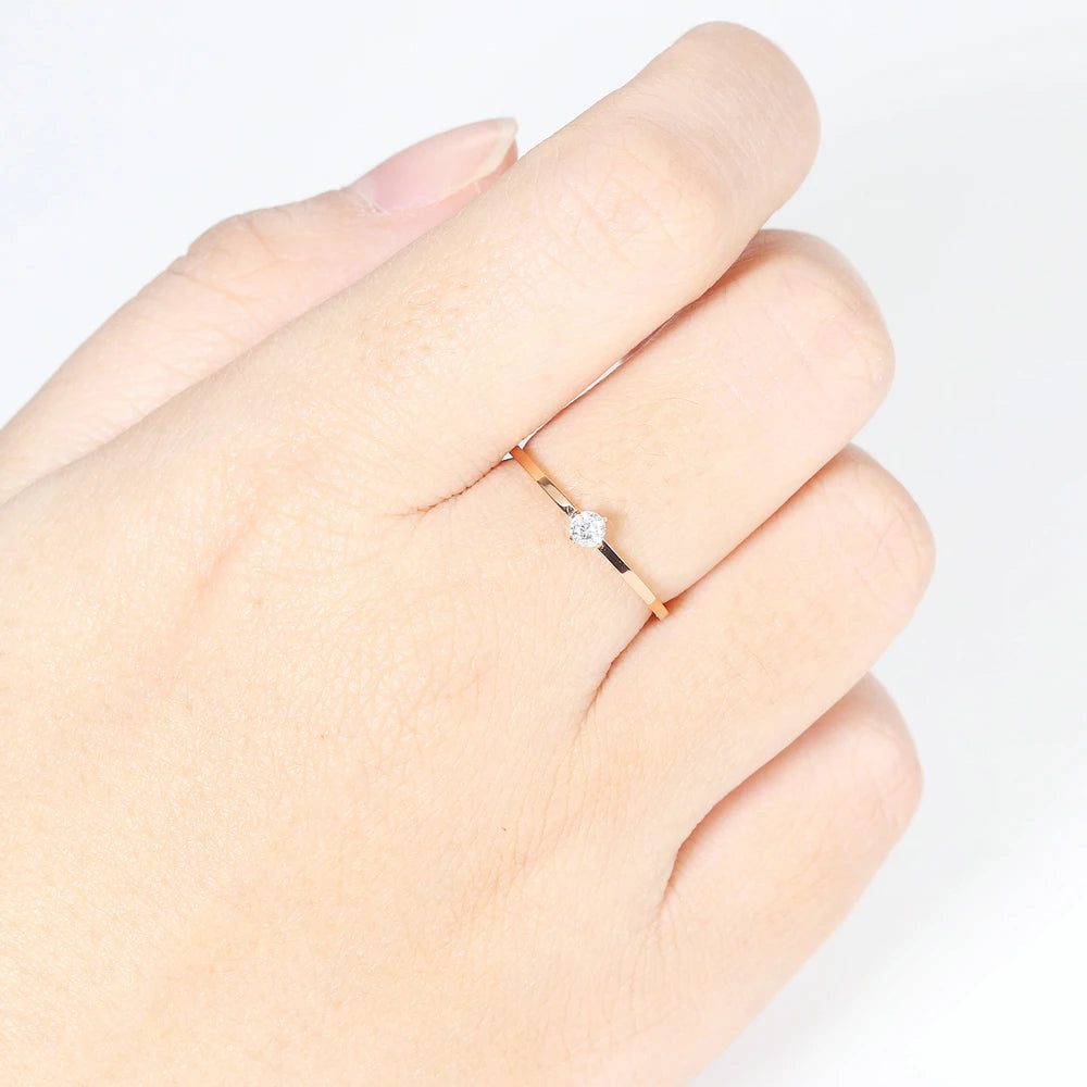 Simple 4-Claw CZ Rose Gold Ring