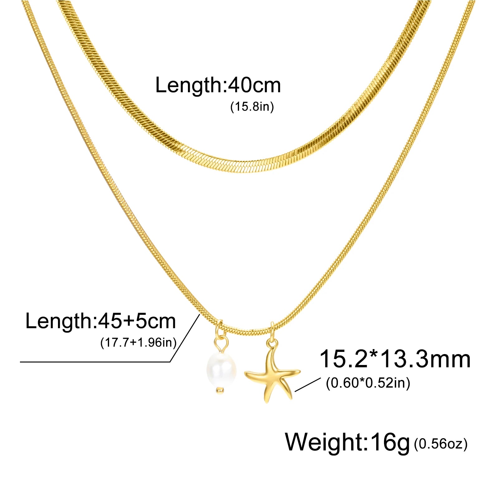 Pearl Sea star Double Layer Necklace