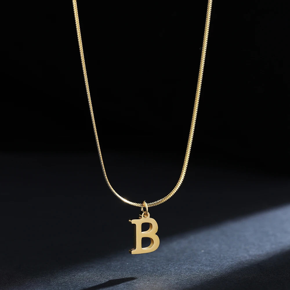 Gold Initial Letter Pendant Necklace