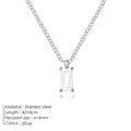 Rectangular Zircon Silver Pendant Necklace