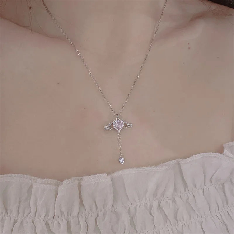 Gold Cupid Wings Pendant Necklace