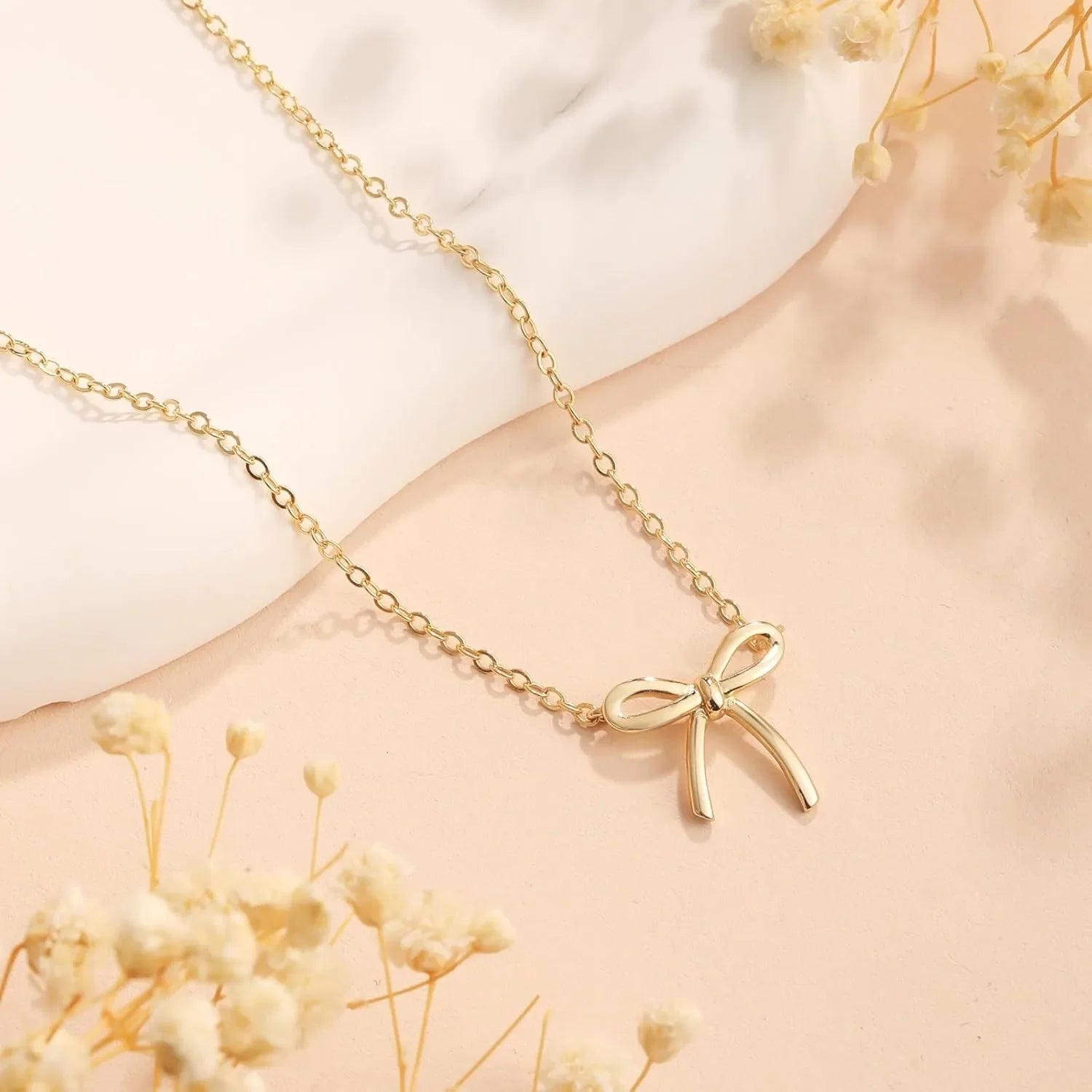 Gold Bow Pendant Necklace
