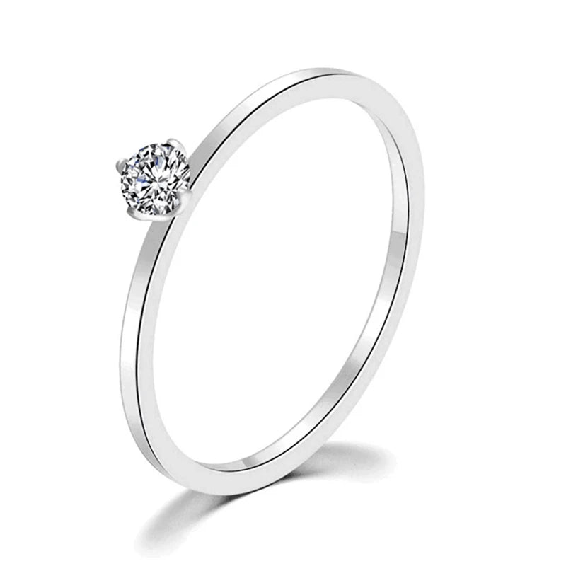 Simple 4-Claw CZ Rose Gold Ring