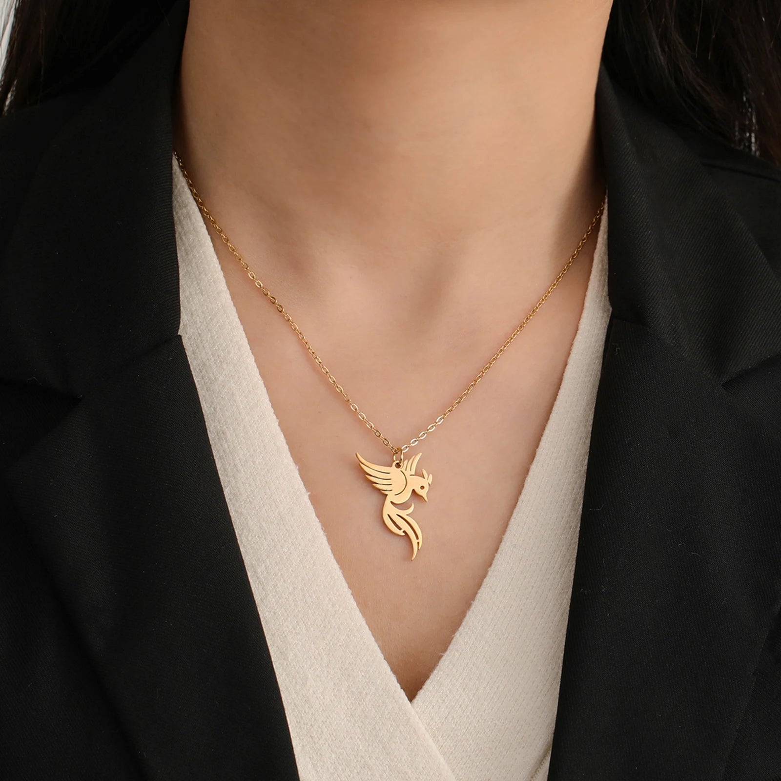 Gold Phoenix Pendant Necklace