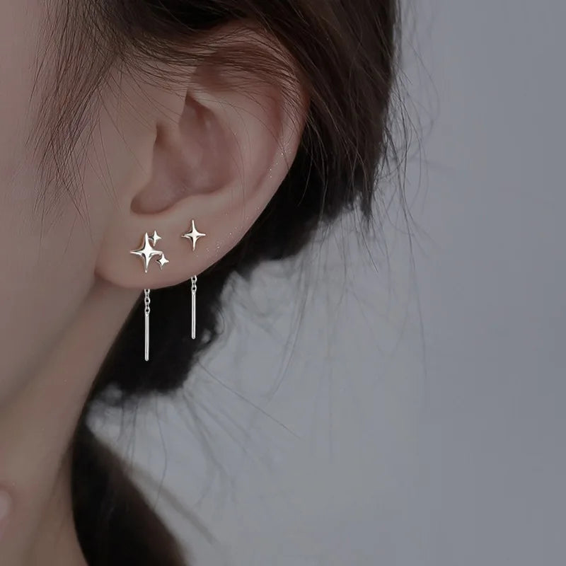 925 Silver Star Tassel Earrings