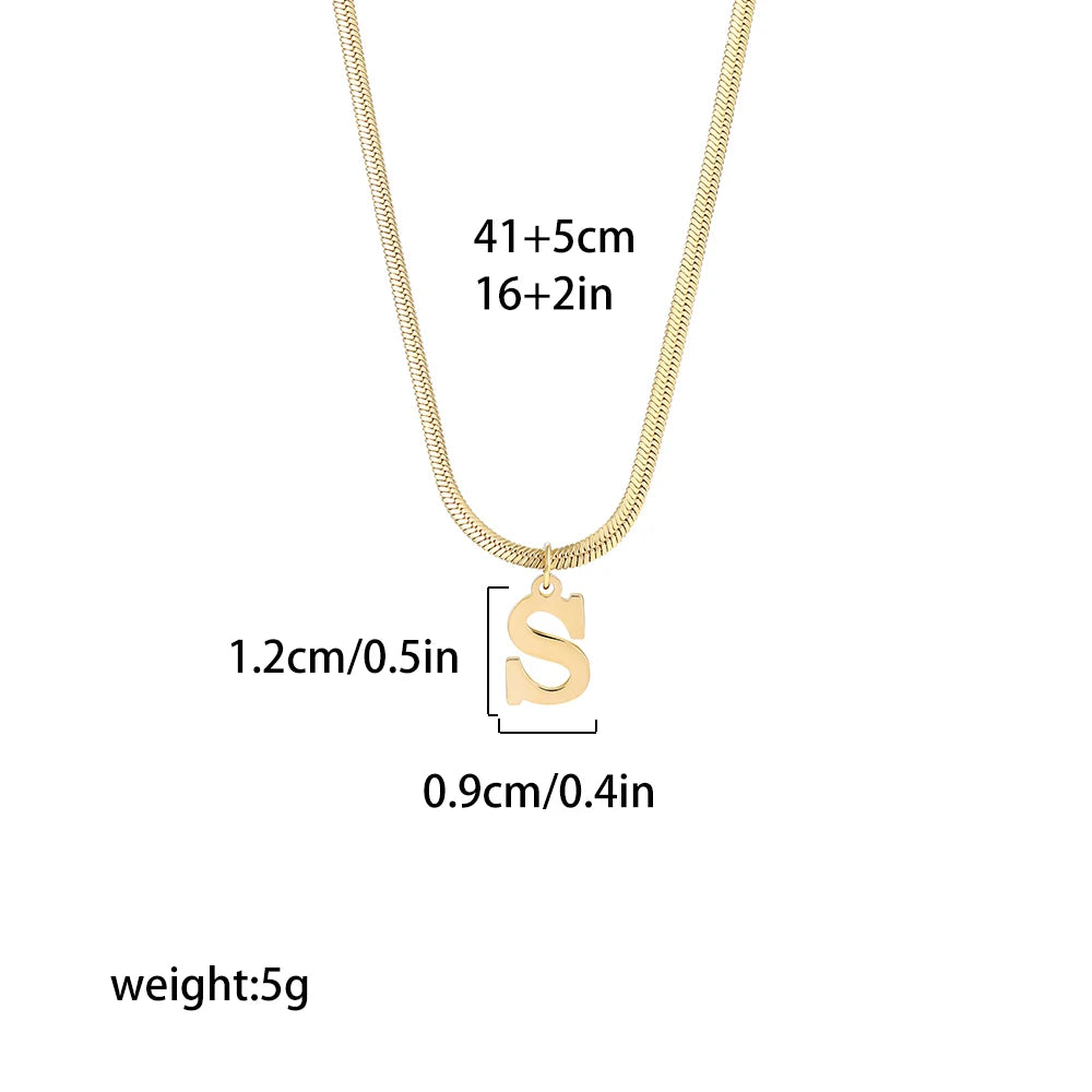 Gold Initial Letter Pendant Necklace