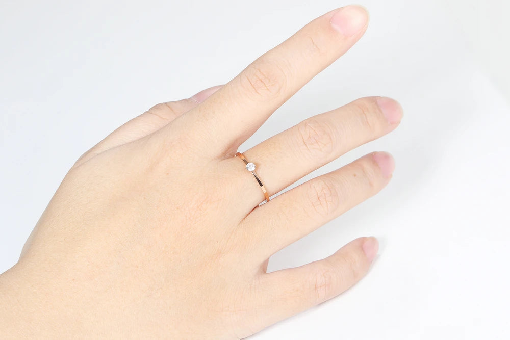 Simple 4-Claw CZ Rose Gold Ring