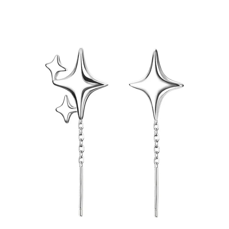 925 Silver Star Tassel Earrings