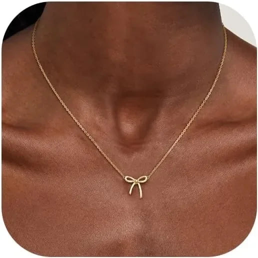 Gold Bow Pendant Necklace