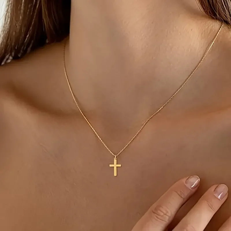 14K Gold Small Cross Necklace