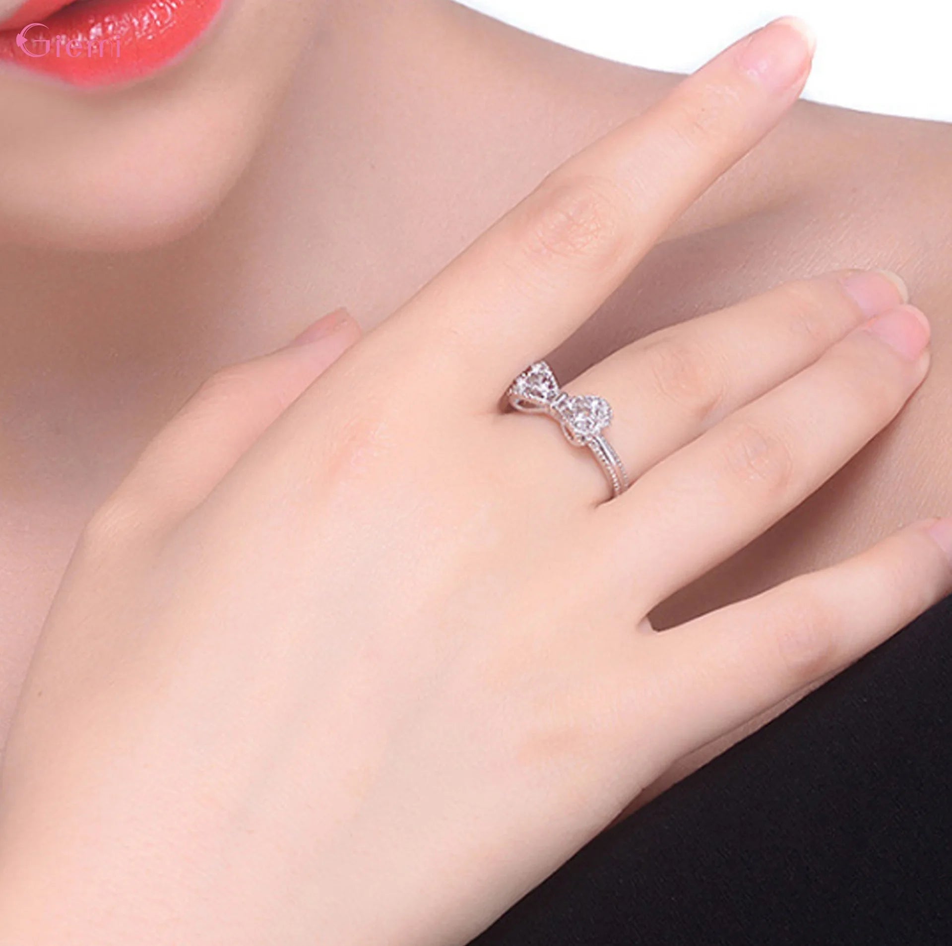 Sterling Silver Bowknot CZ Ring