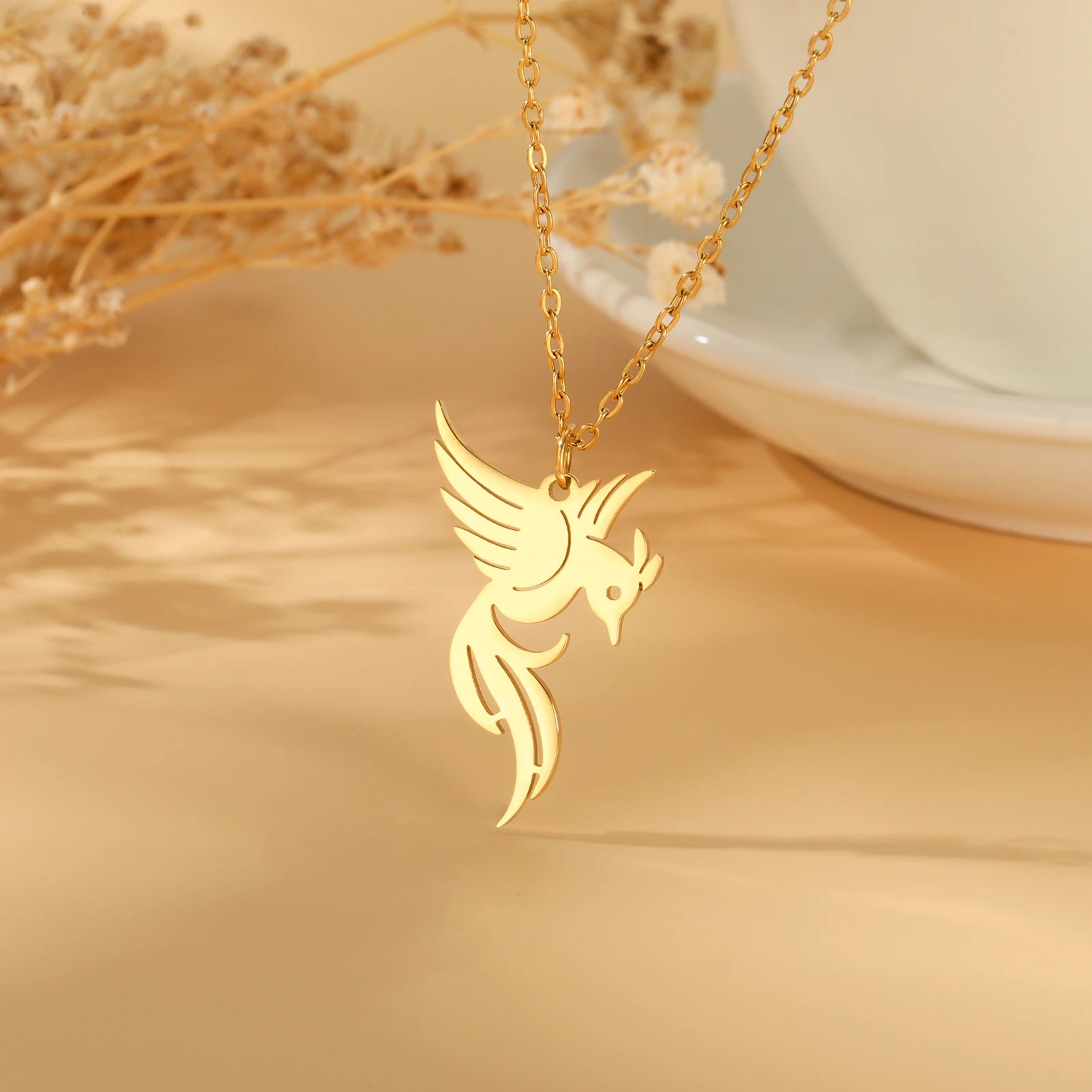 Gold Phoenix Pendant Necklace