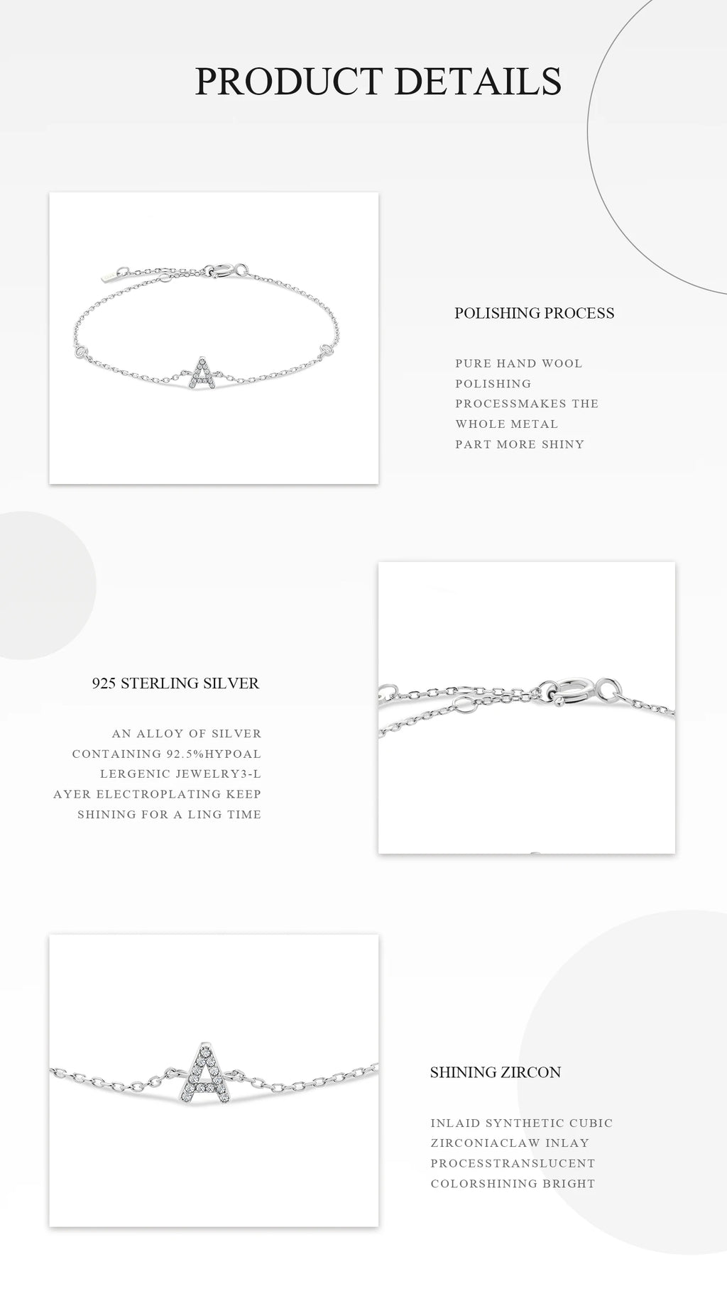 Alphabet CZ Name Bracelet 925 Silver