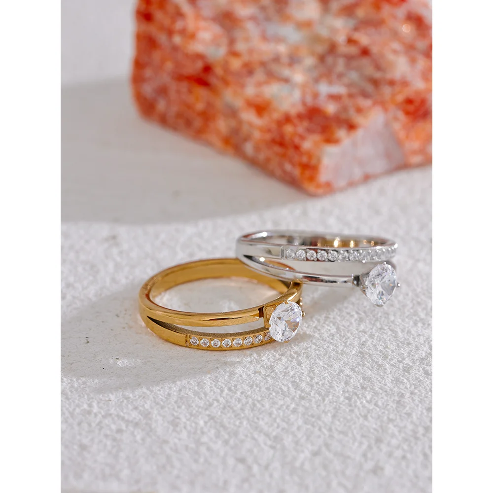 Delicate Double Layer CZ Ring