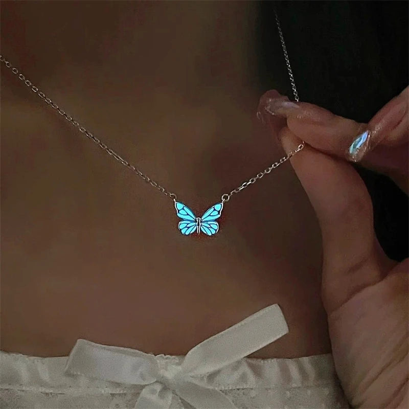 Glow Butterfly Pendant Necklace