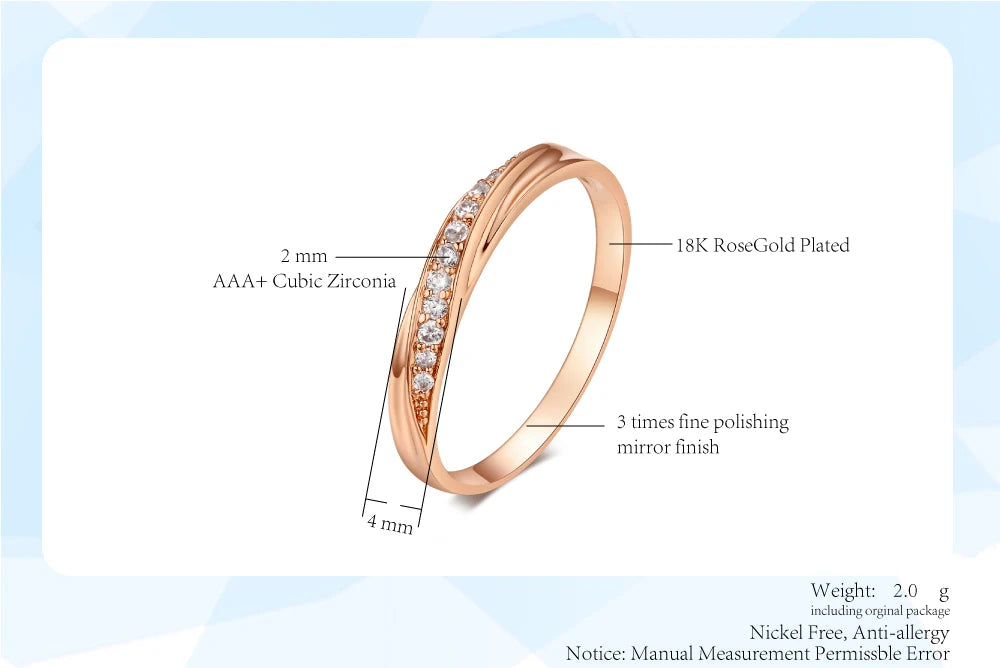 Elegant Rose Gold CZ Ring