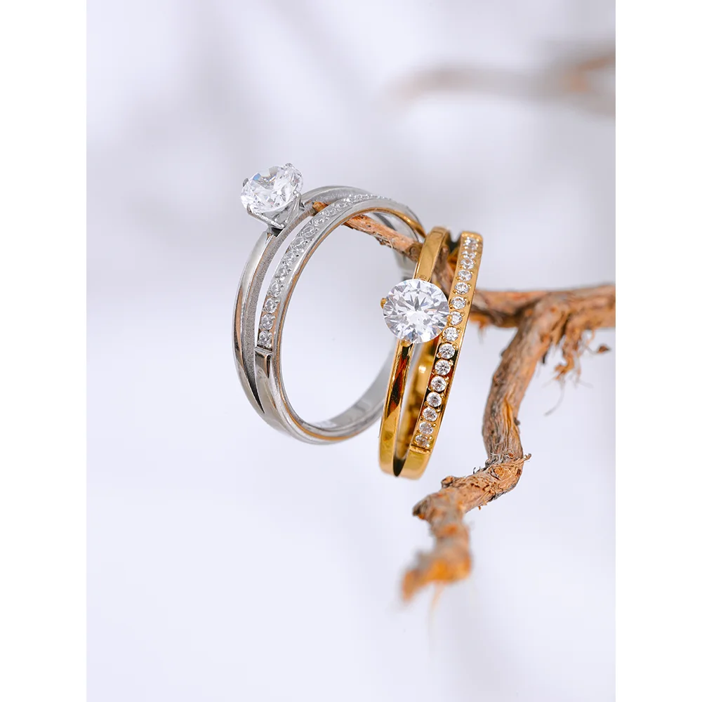Delicate Double Layer CZ Ring