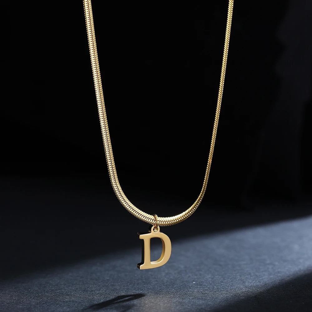 Gold Initial Letter Pendant Necklace