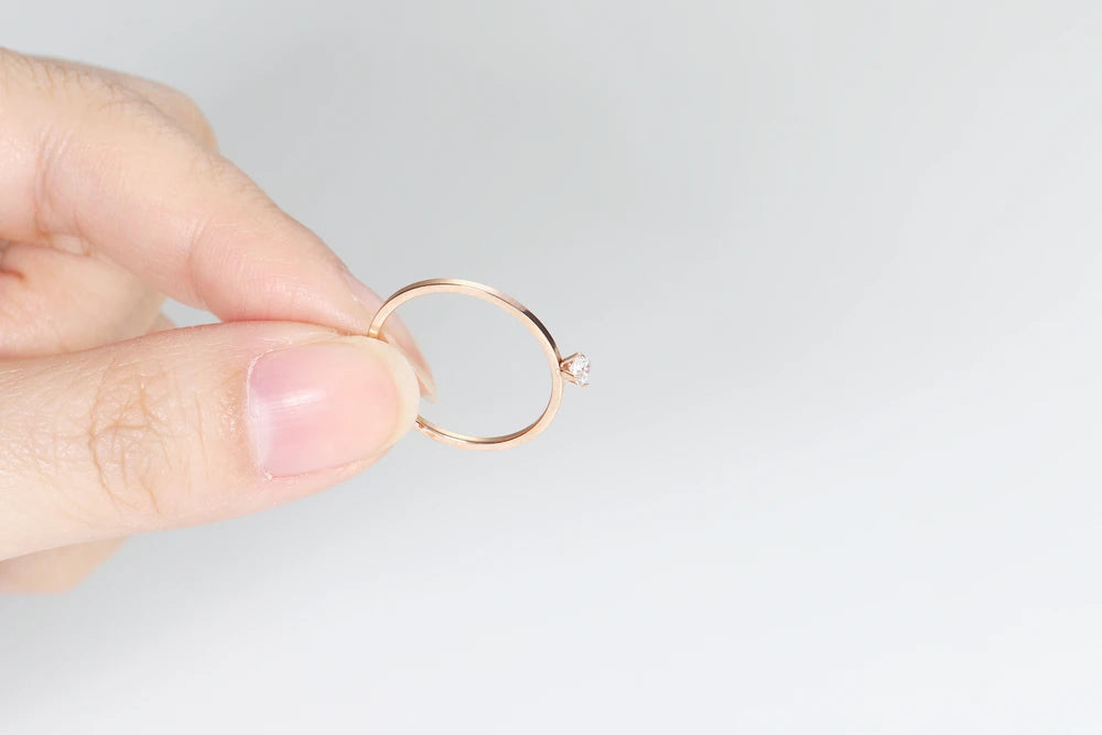 Simple 4-Claw CZ Rose Gold Ring