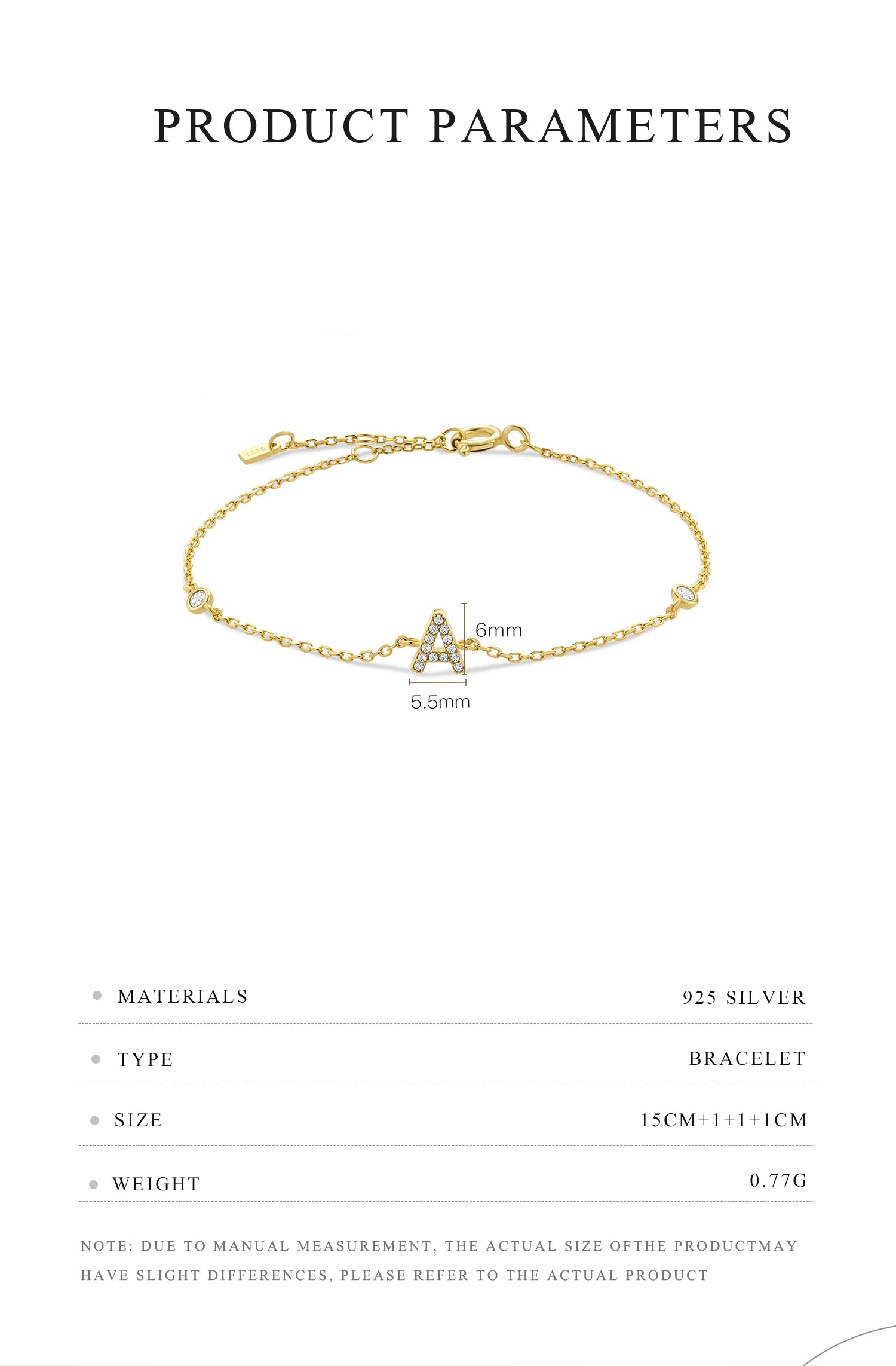 Alphabet CZ Name Bracelet 925 Silver