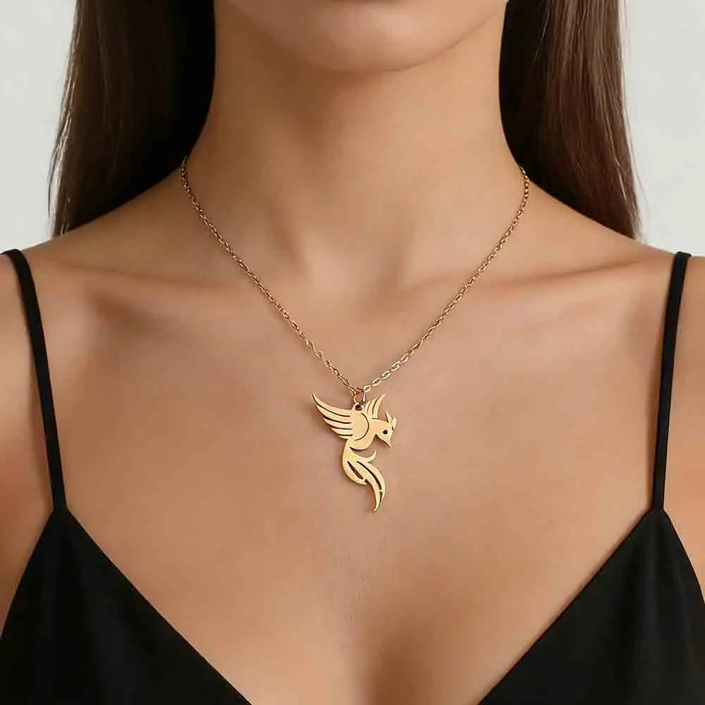 Gold Phoenix Pendant Necklace
