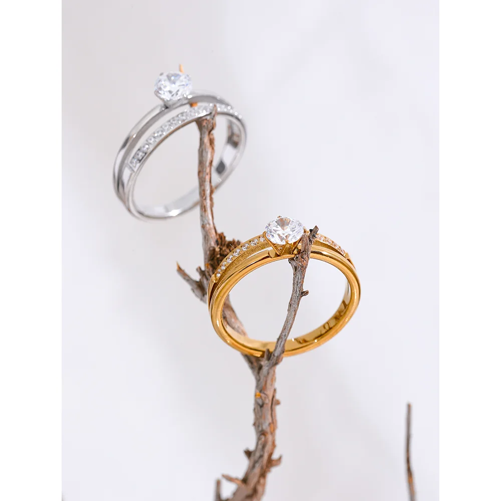 Delicate Double Layer CZ Ring