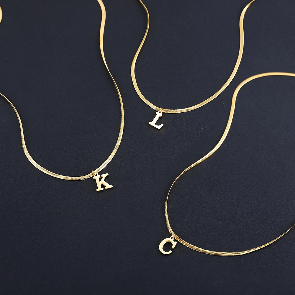 Gold Initial Letter Pendant Necklace