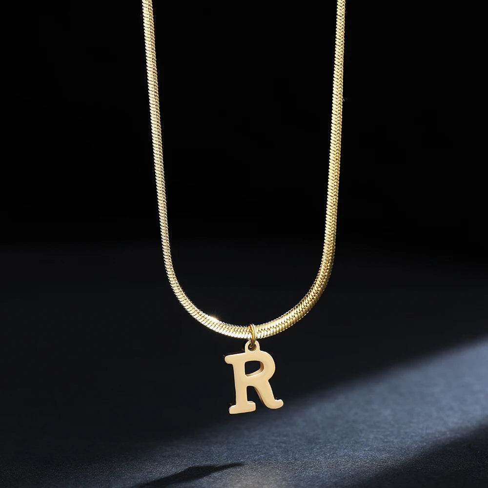 Gold Initial Letter Pendant Necklace