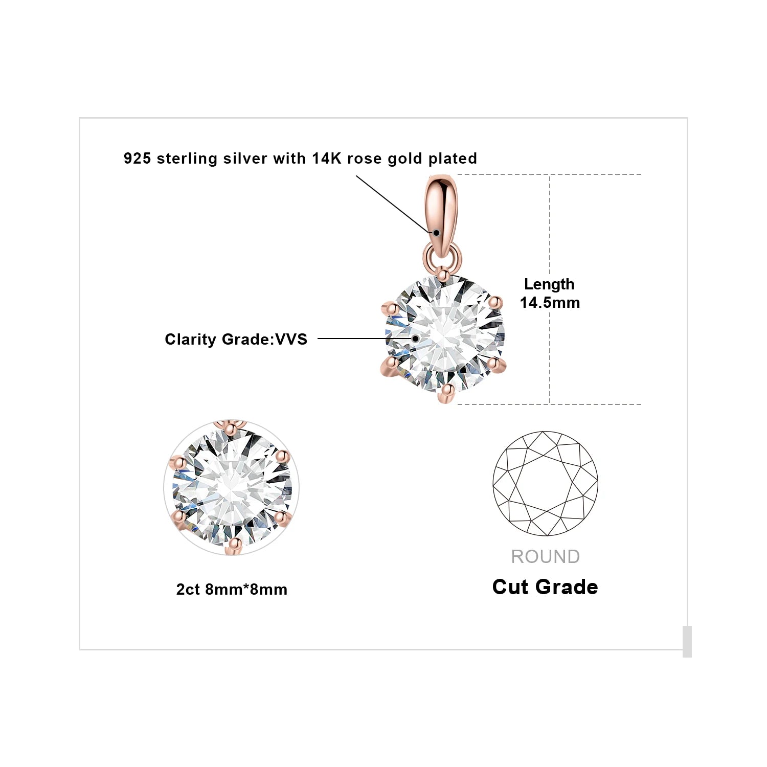 Moissanite Round D Color 925 Silver Pendant