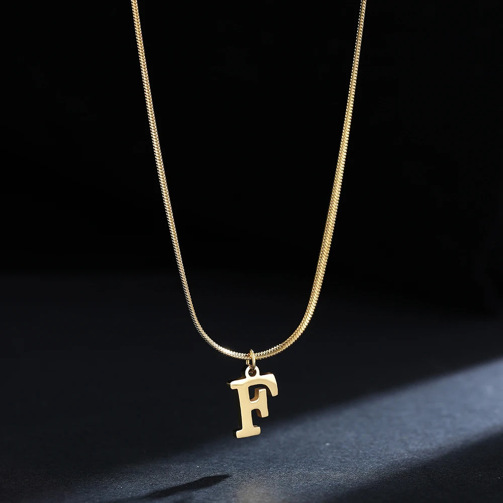 Gold Initial Letter Pendant Necklace