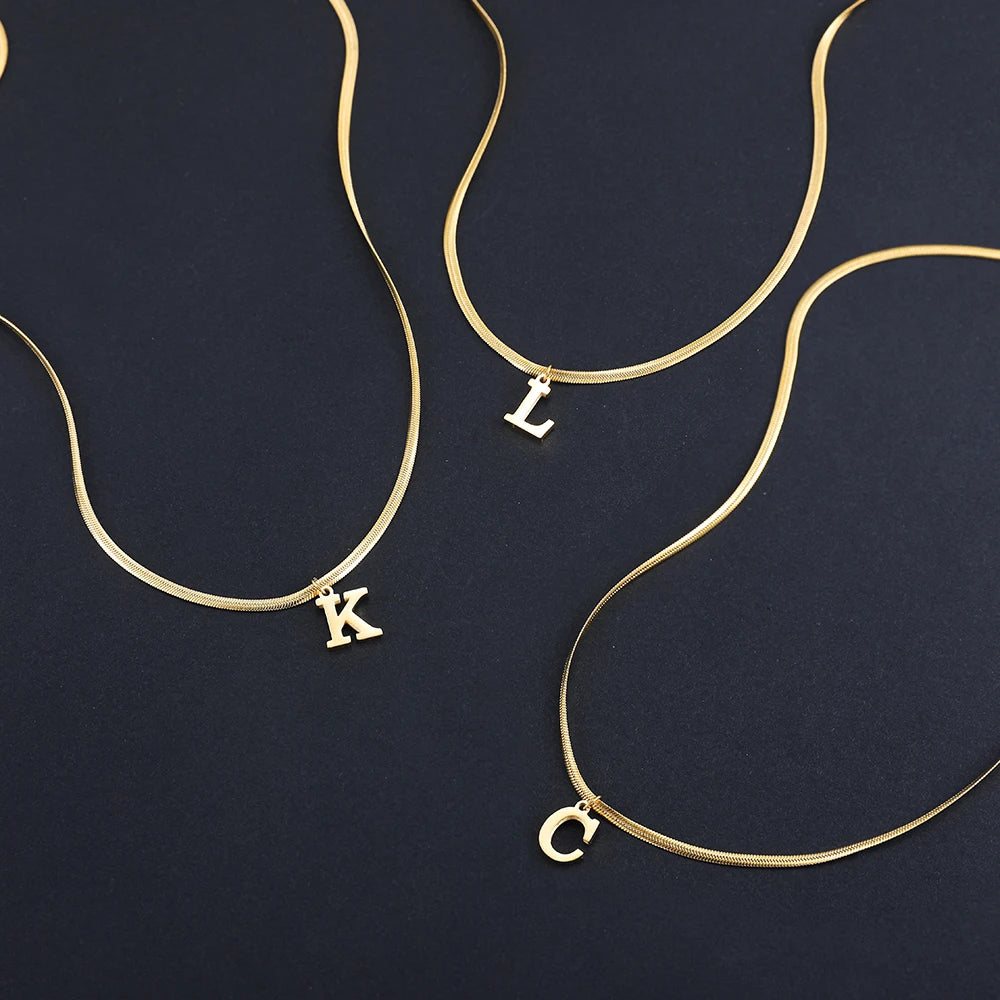 Gold Initial Letter Pendant Necklace