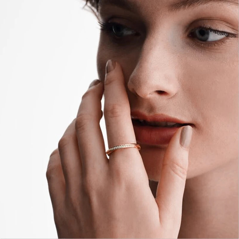 Elegant Rose Gold CZ Ring