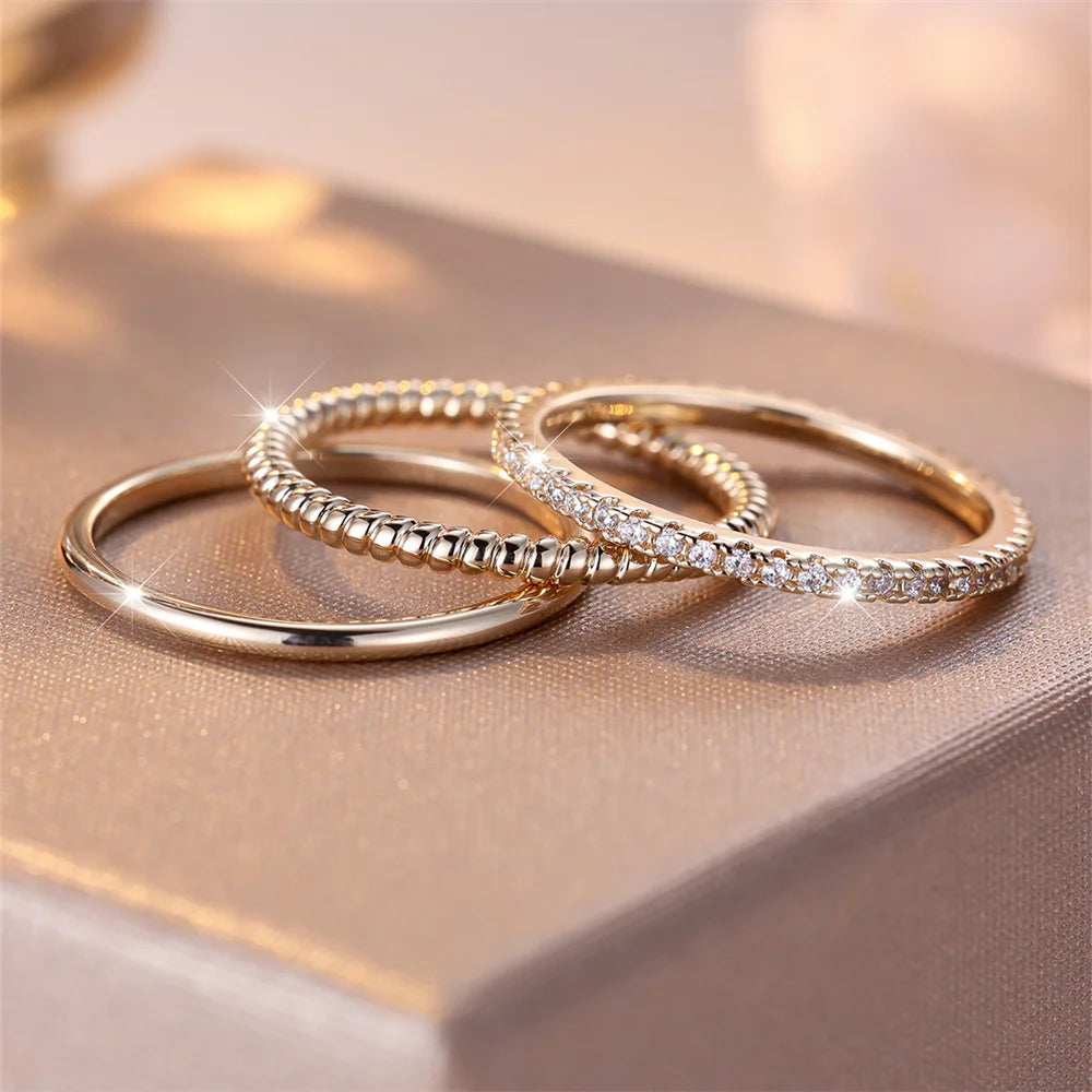 Minimalist 3PC Zircon Ring Set