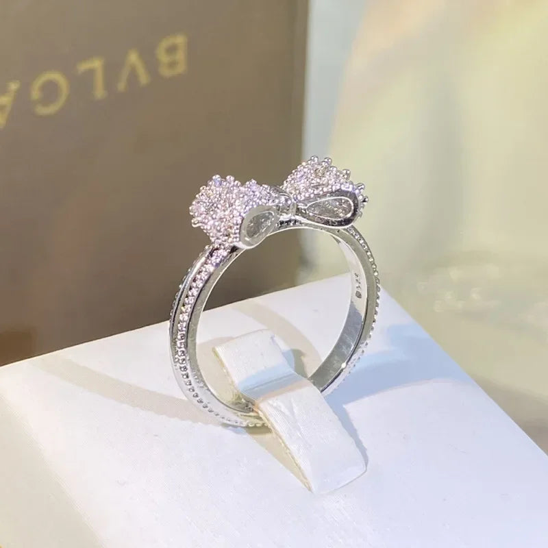 Fancy Bow CZ Sterling Silver Ring