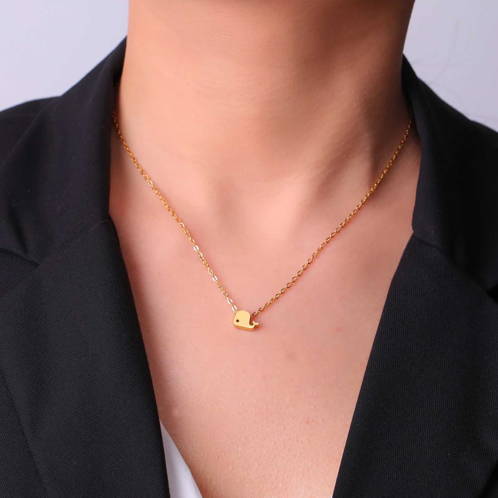 Mini Whale Gold Pendant Necklace