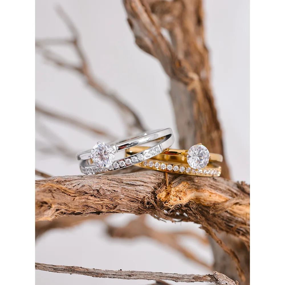 Delicate Double Layer CZ Ring