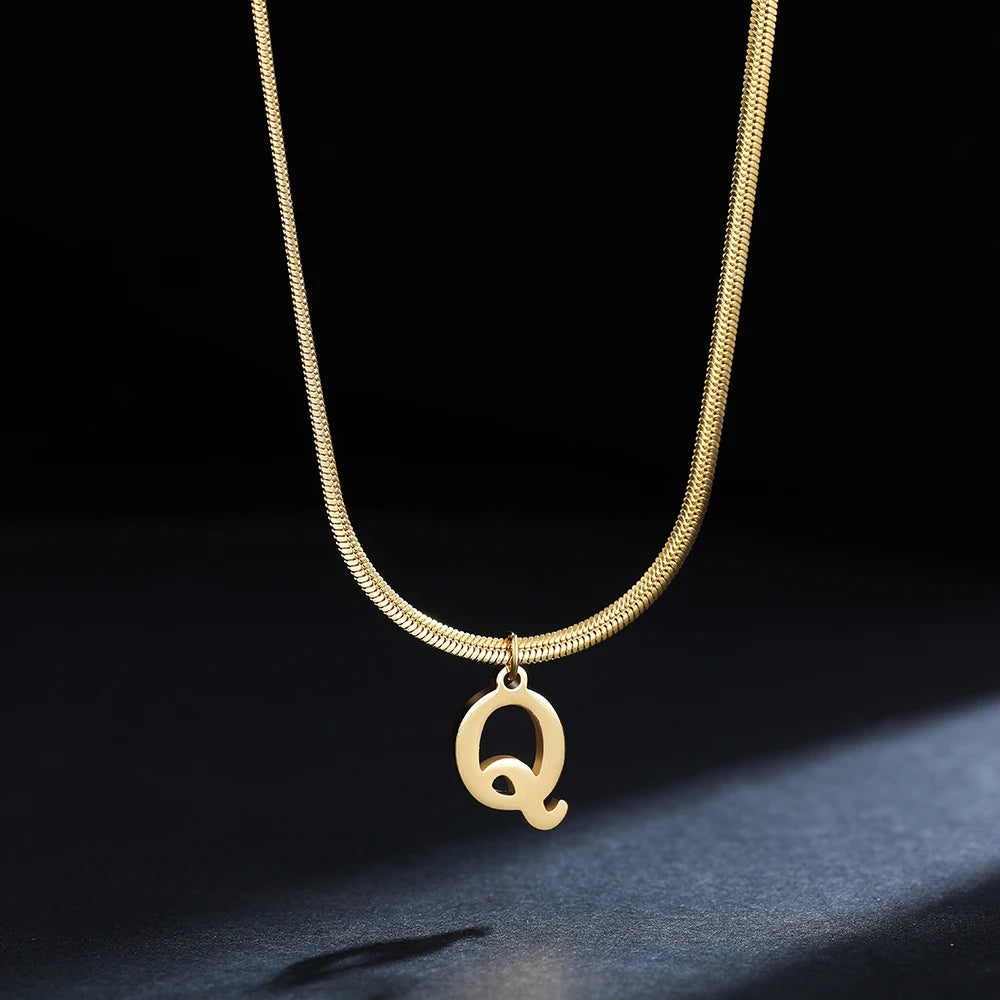 Gold Initial Letter Pendant Necklace