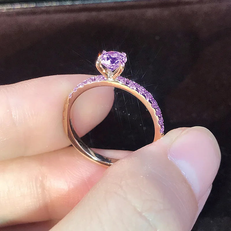 Pink Oval CZ Silver Engagement Ring