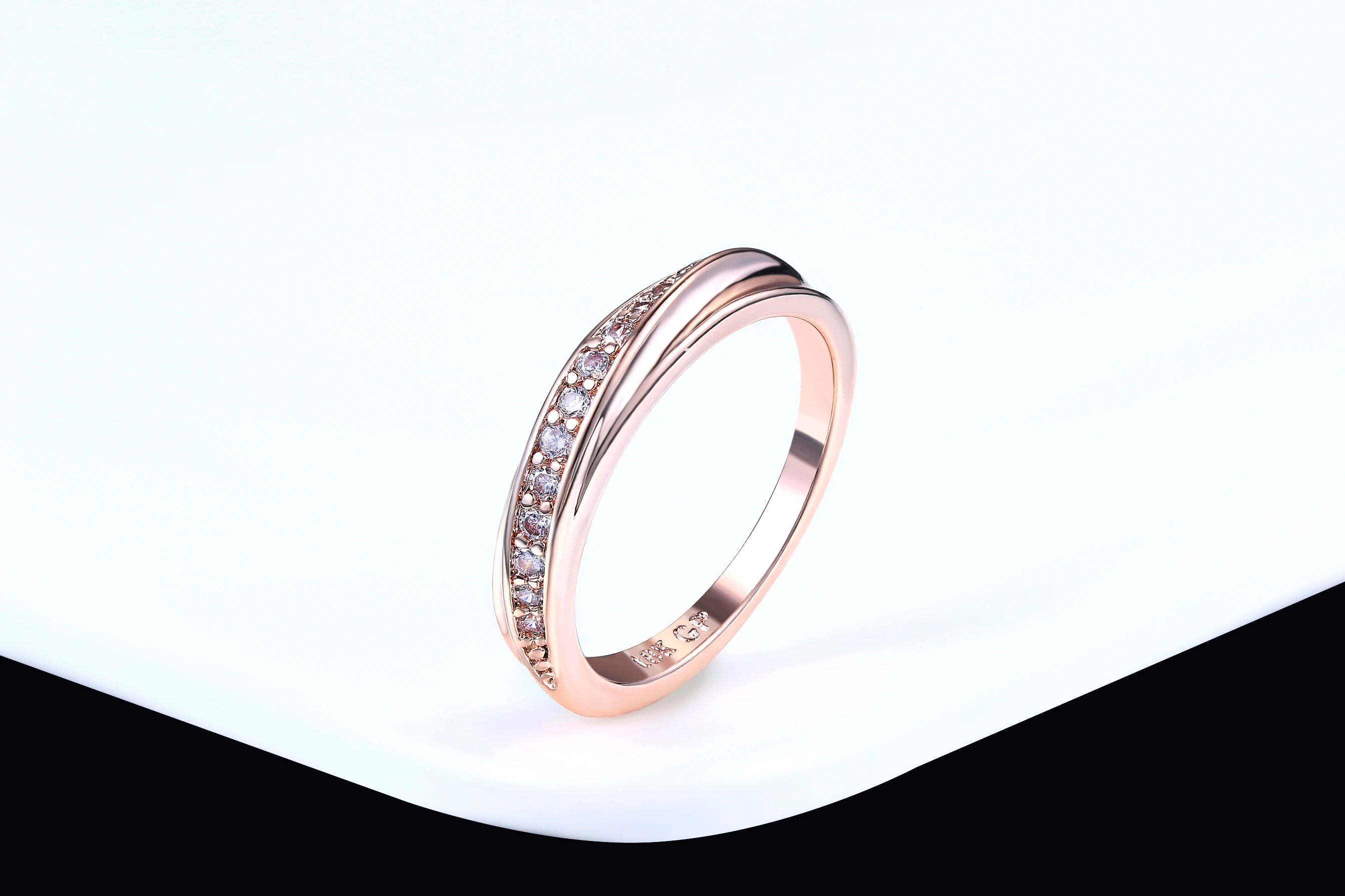 Elegant Rose Gold CZ Ring