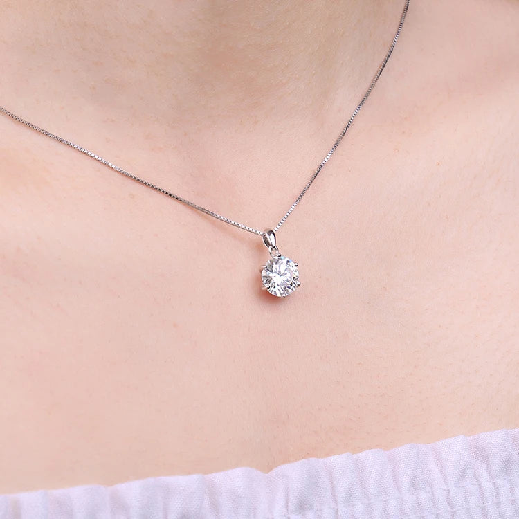 Moissanite Round D Color 925 Silver Pendant