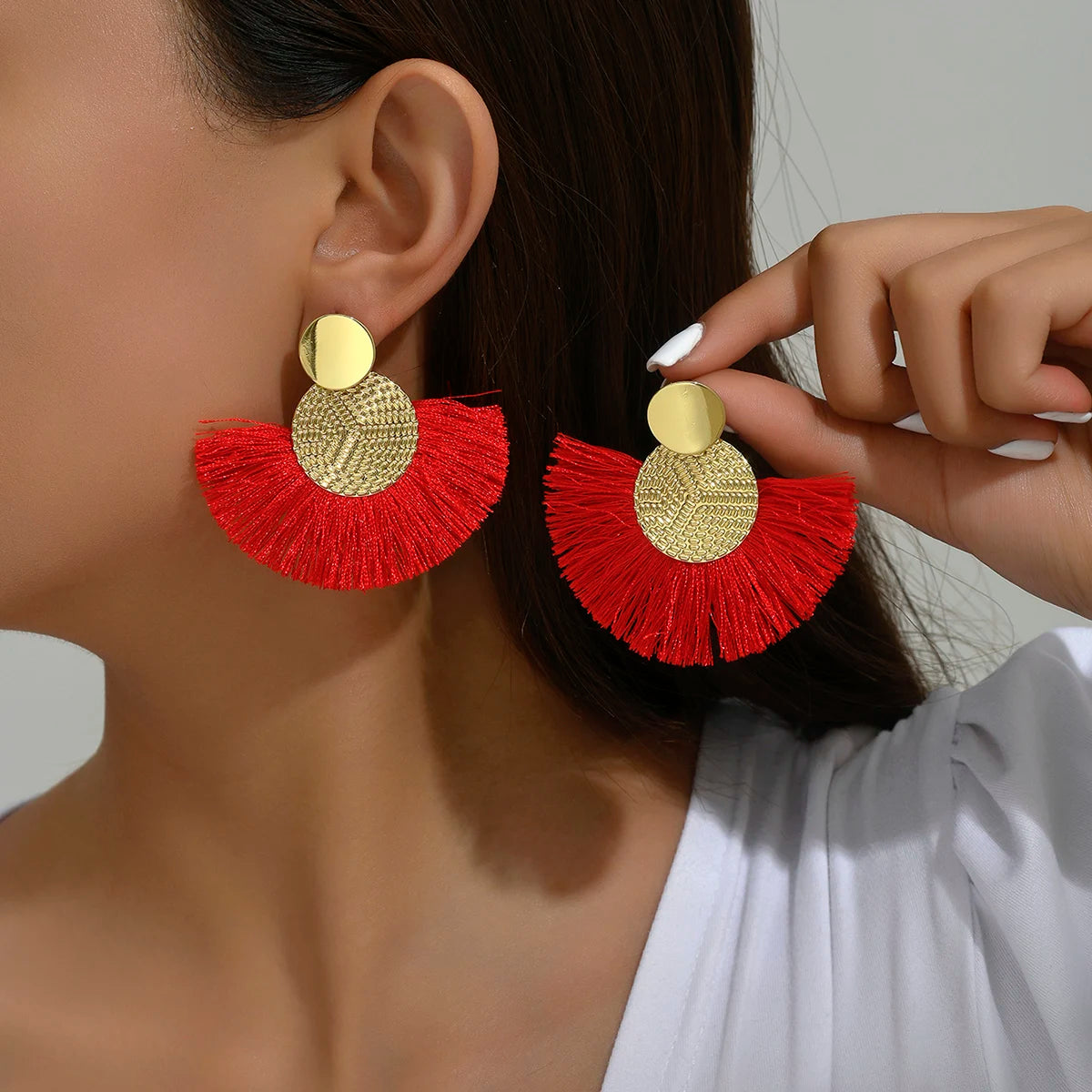 Aurelia White Tassel Luxe Earrings