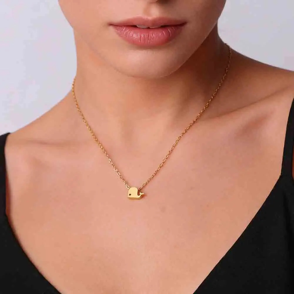 Mini Whale Gold Pendant Necklace
