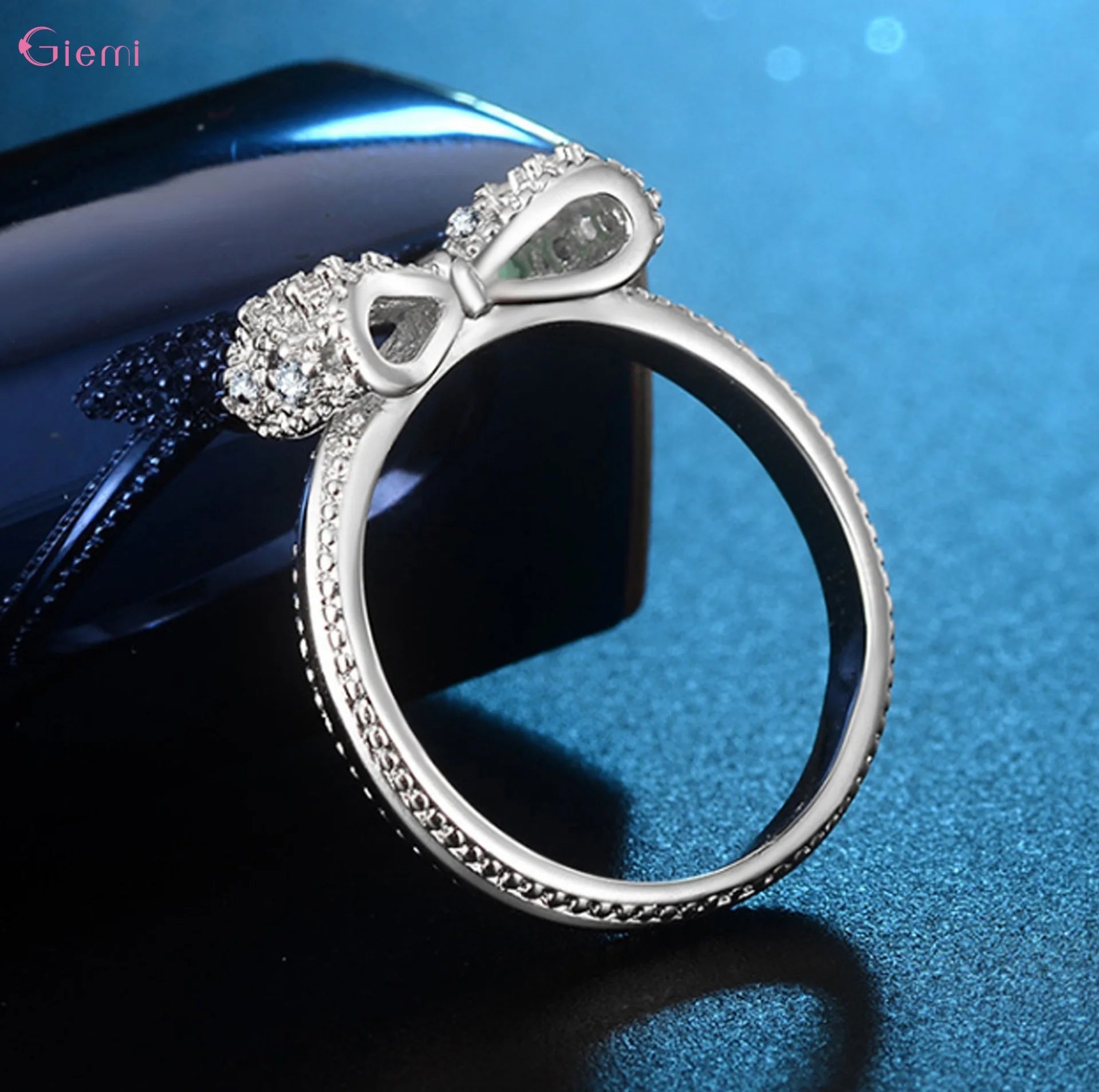 Sterling Silver Bowknot CZ Ring