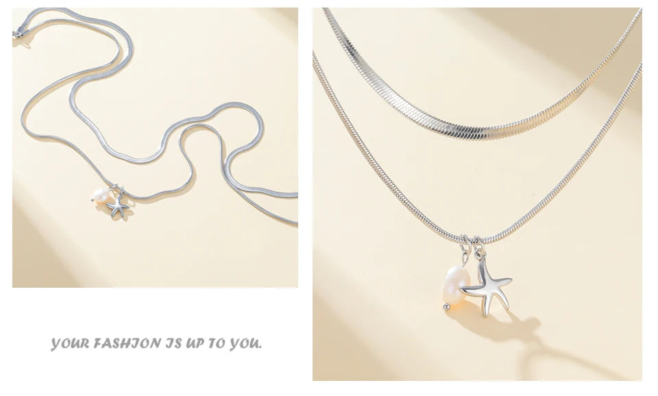 Pearl Sea star Double Layer Necklace