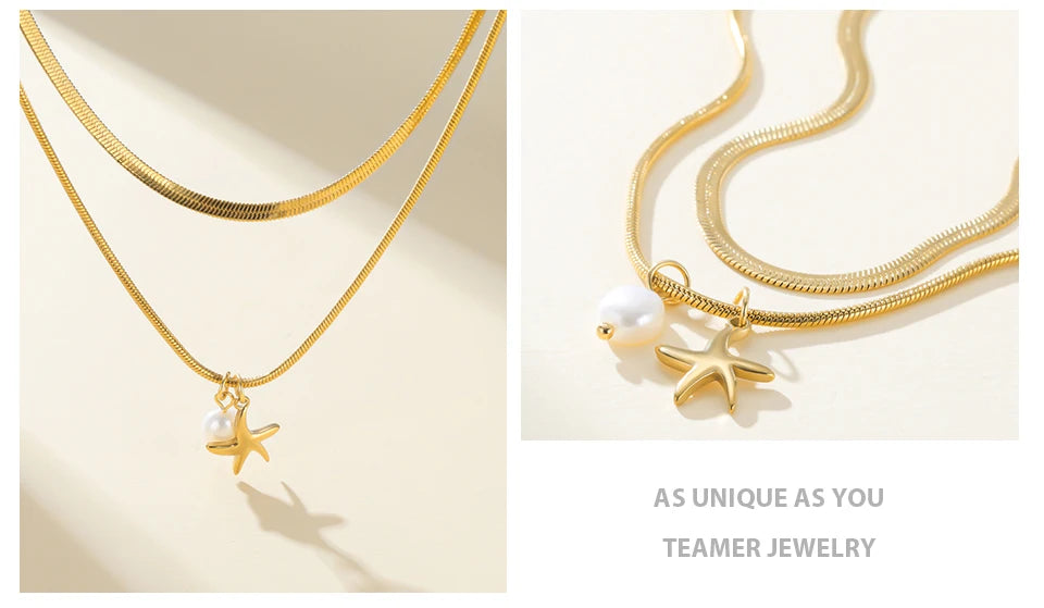 Pearl Sea star Double Layer Necklace