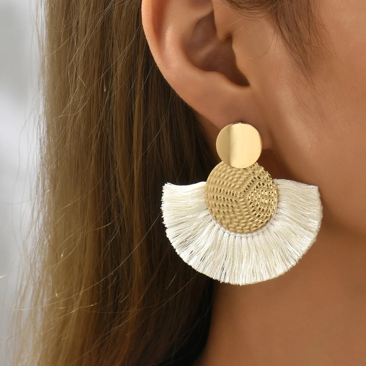 Aurelia White Tassel Luxe Earrings