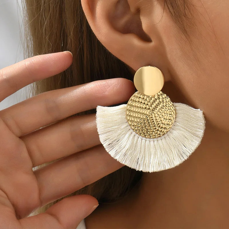 Aurelia White Tassel Luxe Earrings