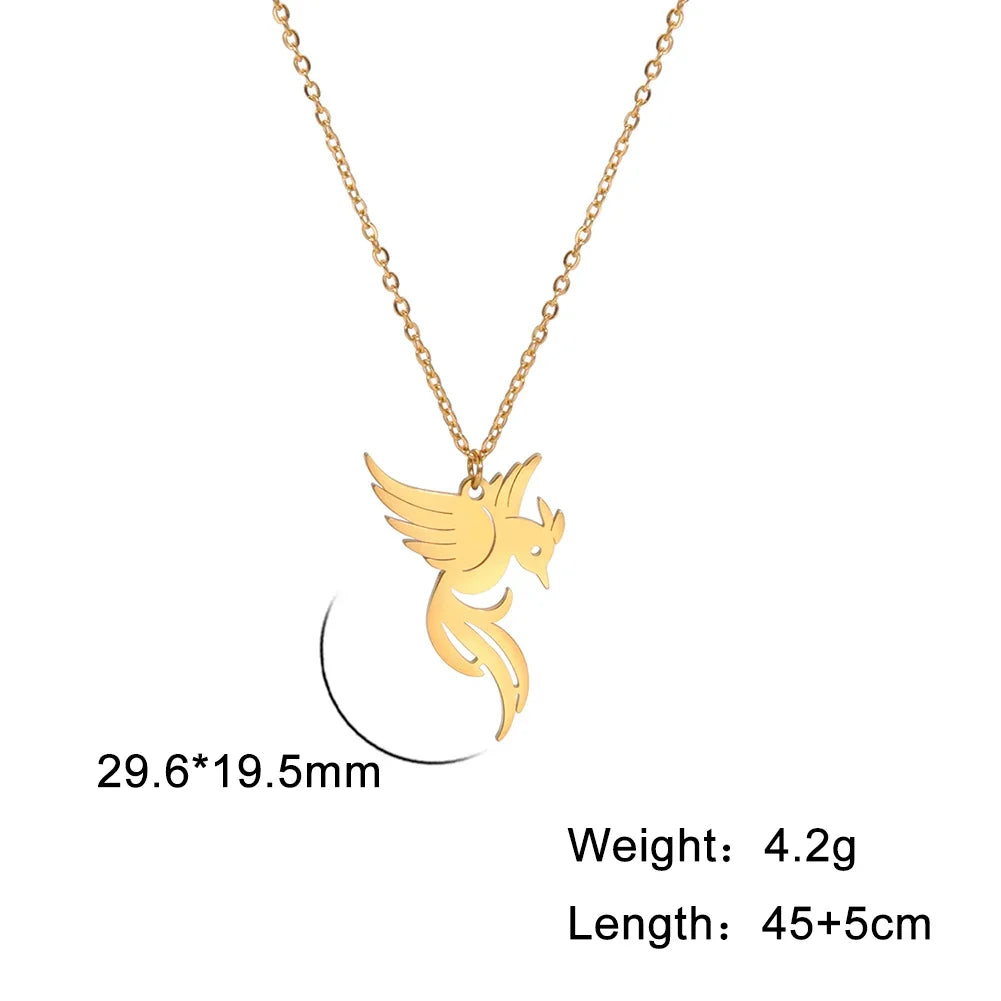 Gold Phoenix Pendant Necklace